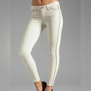 Paige trendy melon black piping stylish 4 pocket beige stretch denim jean 26